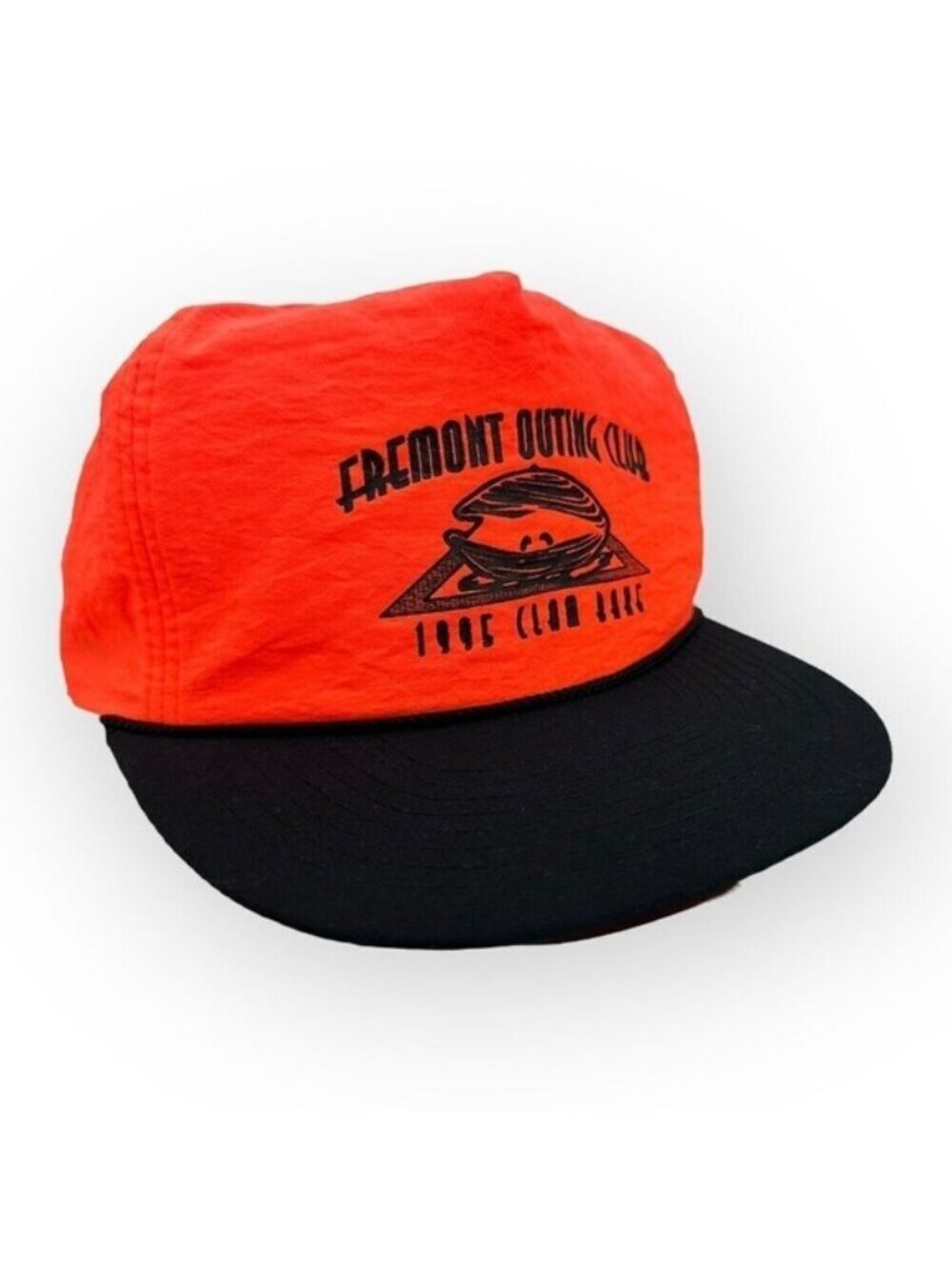 Vintage 1995 Fremont Outing Club Clam Bake Trucker Hat Orange Snapback